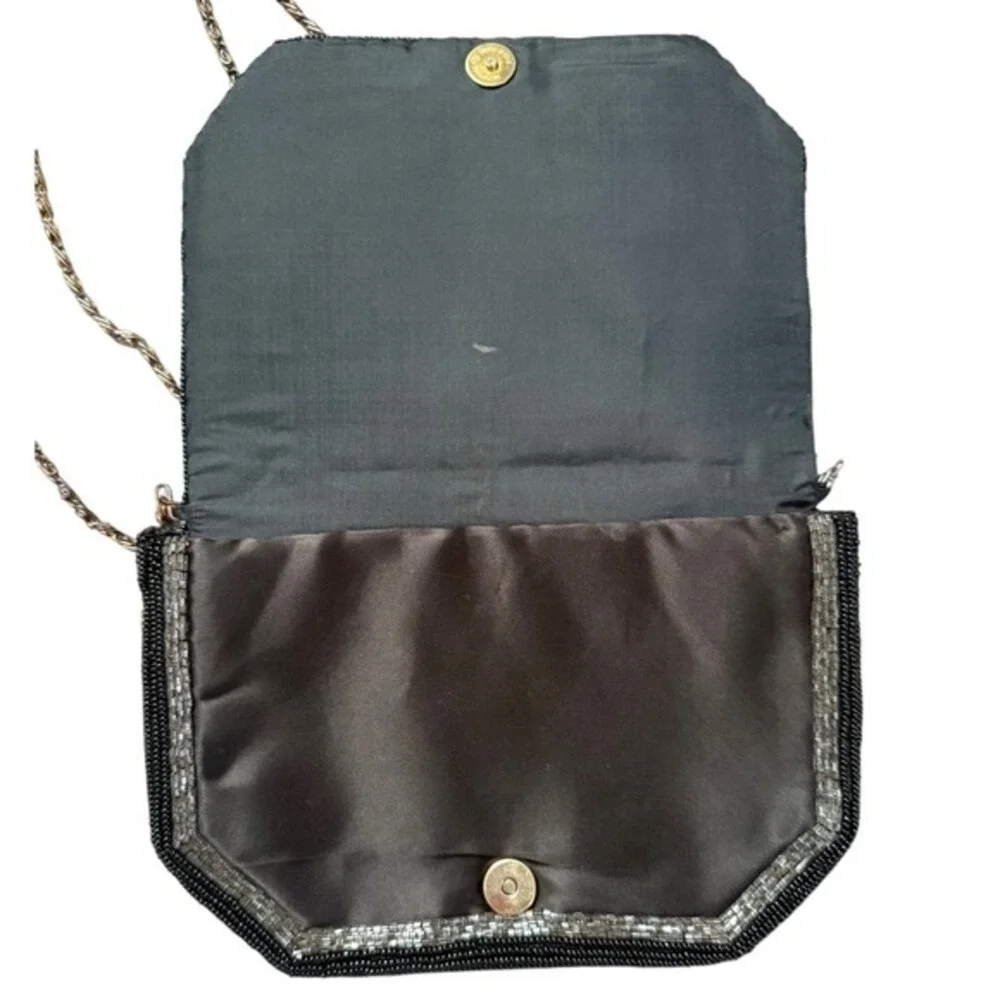 Urban‎ Outfitters Beaded Evening Bag - Black, Gold & Silver